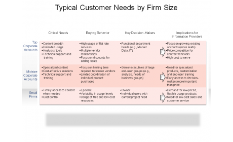 Typical Customer Needs by Firm Size