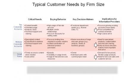 Typical Customer Needs by Firm Size