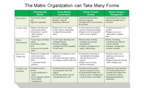 The Matrix Organization can Take Many Forms